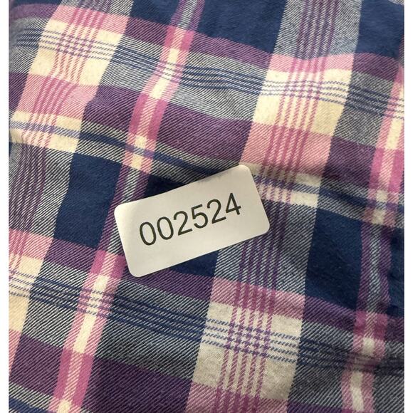 L.L. Bean Flannel Shirt Women XL Blue Pink Scotch Plaid Relaxed Casual Button-Up - Picture 11 of 11